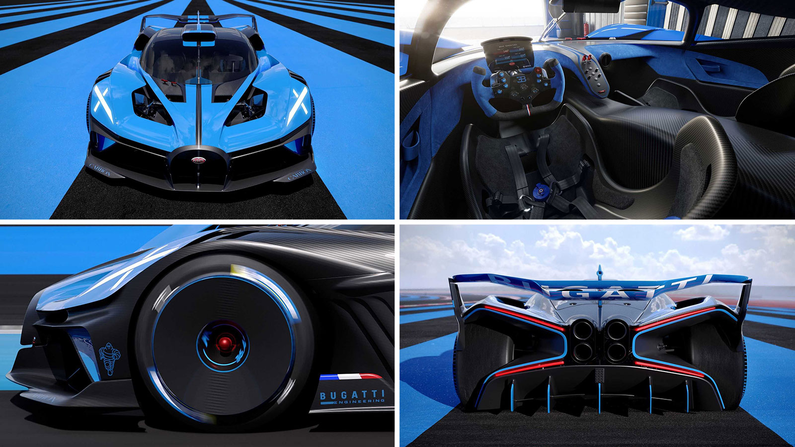 3Dプリンターで製造されたブガッティの車体。未来的かつ複雑な見た目をしており、3Dプリンターの強みが出やすい設計と言える