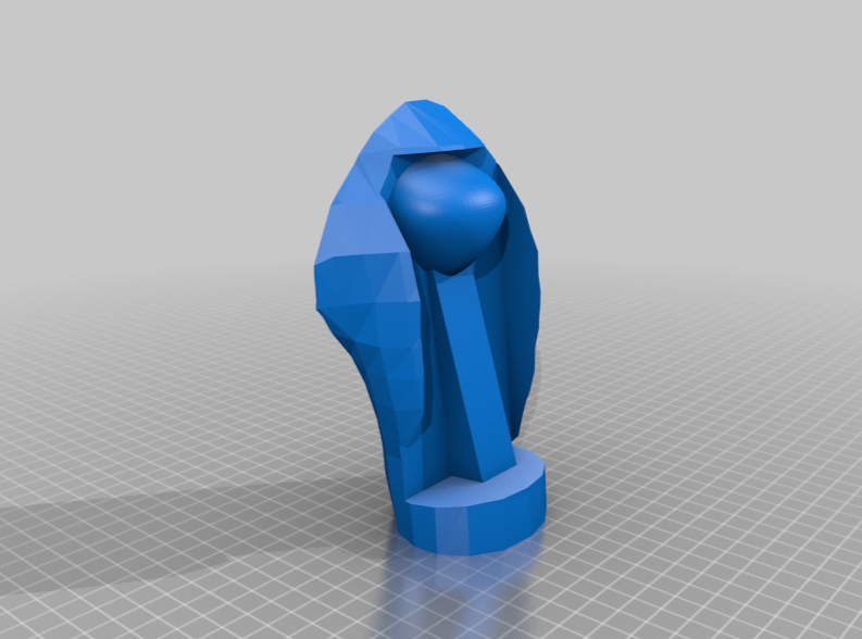 3Dモデル / STLデータ。このモデルに。シリコンでかたどりしたパーツを組み合わせることで使用できる。よって、データには実際に針をさせる場所は存在しない。