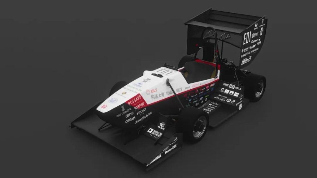 UnionTech社が部品提供をした「DRe21」。一般的なF1カーよりもややゴーカート的な、縦に厚みのあるデザインをしている。