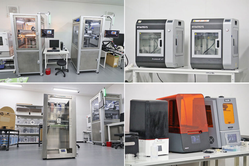 関東圏でも目にする機会がここしかない独InnobatiQ社の3Dプリンターをはじめ、自社製3Dプリンターなど希少な機種がこのショールームにそろう。