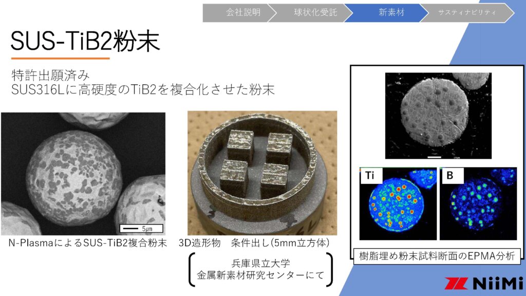 SUSとTiB2の複合材料