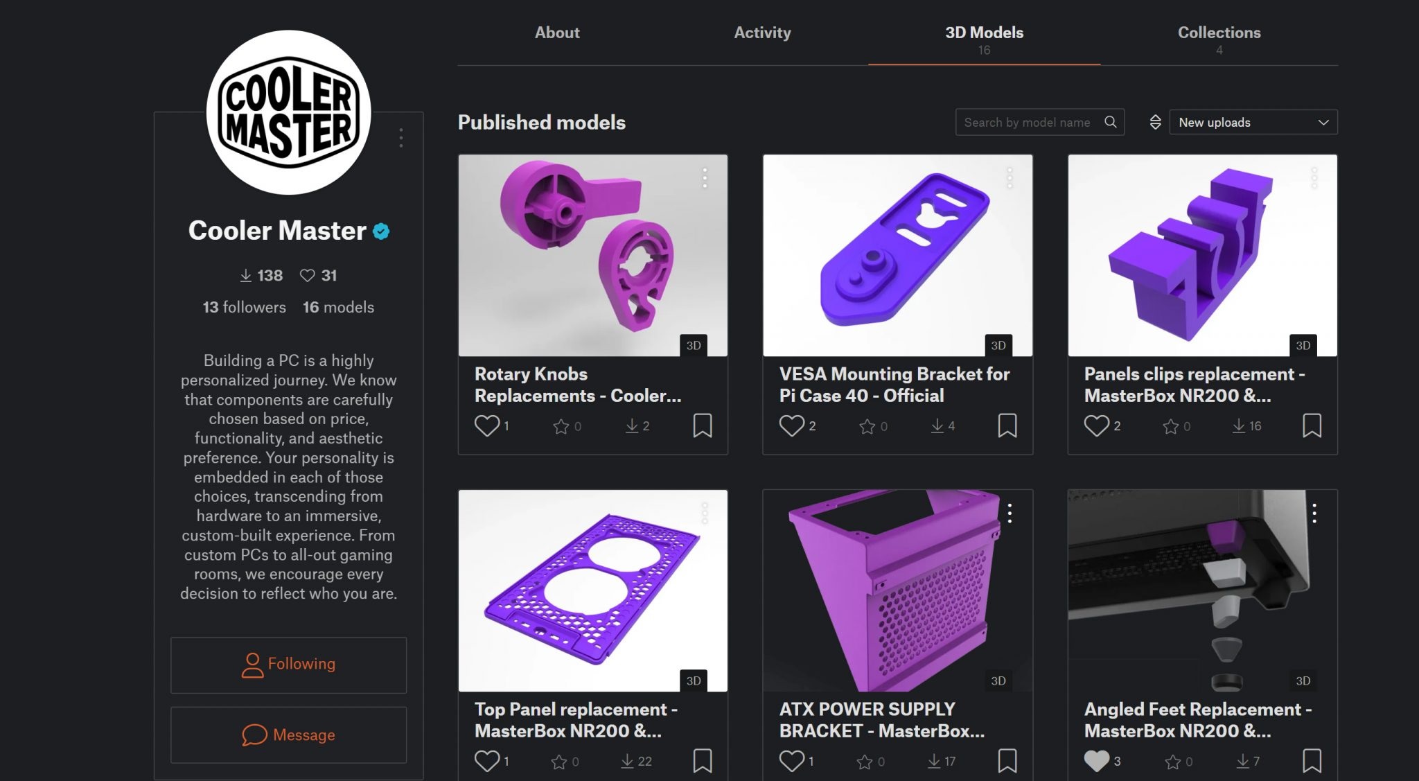 ブランドの交換用PCパーツもデータ公開されている／出典：Prusa　Research社
