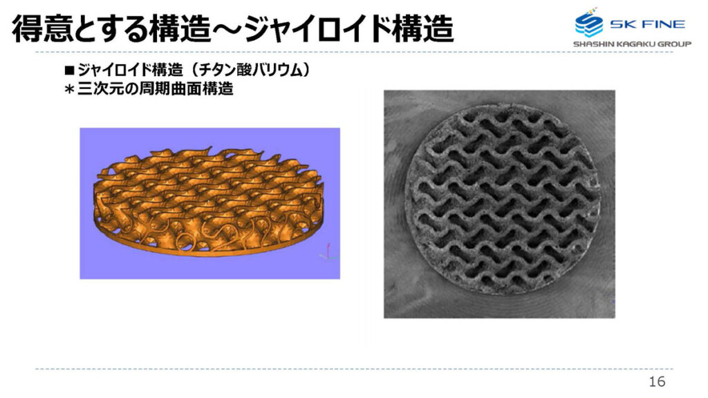 セラミック3Dプリンターで造形したジャイロイド構造