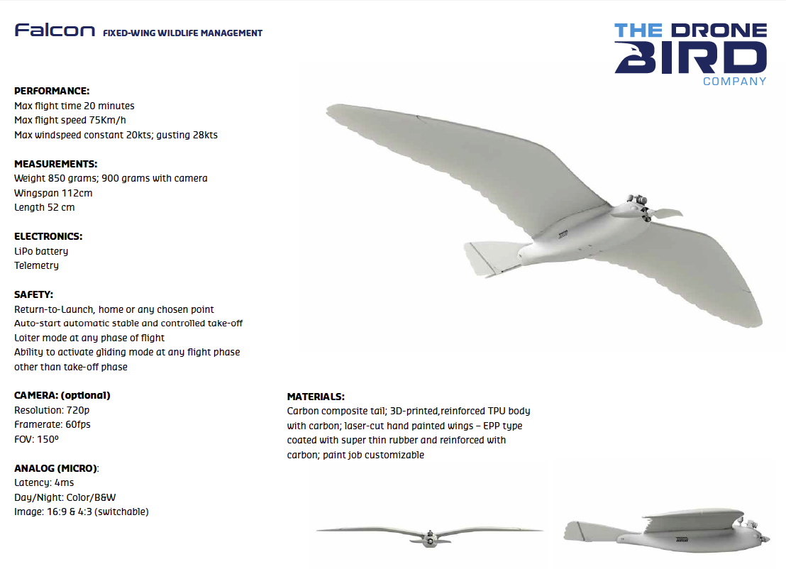 塗装前のドローンバード「Falcon」／出典：THE-DRONE-BIRD-COMPANY社