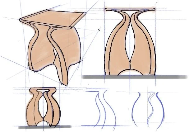 造形されたイスのデザイン画／出典：前田技研社.