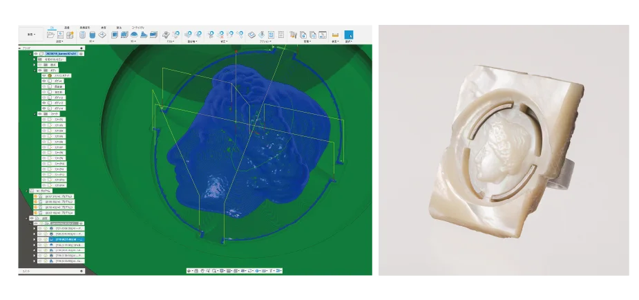 3Dプリンターを用いて文字や図形を造形。