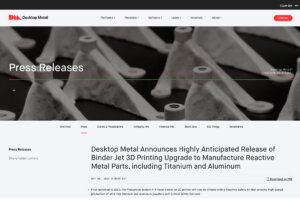 Desktop Metal社のプレスリリース。